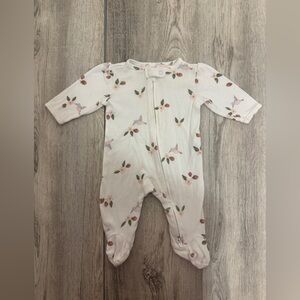 Carter's White Footie One Piece with hummingbird and strawberry  Print